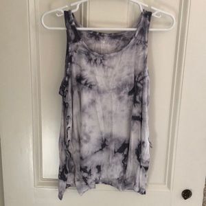 Grey tie dye lace up tank top